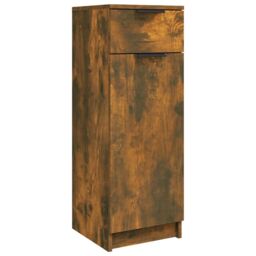 Berkfield Home Bathroom Cabinet Smoked Oak 32x34x90 cm Engineered Wood in Brown - Size: 32 x 34 x 90 cm - thumbnail 2
