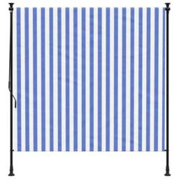 Berkfield Home Outdoor Roller Blind Blue & White 150x270 cm Fabric&Steel