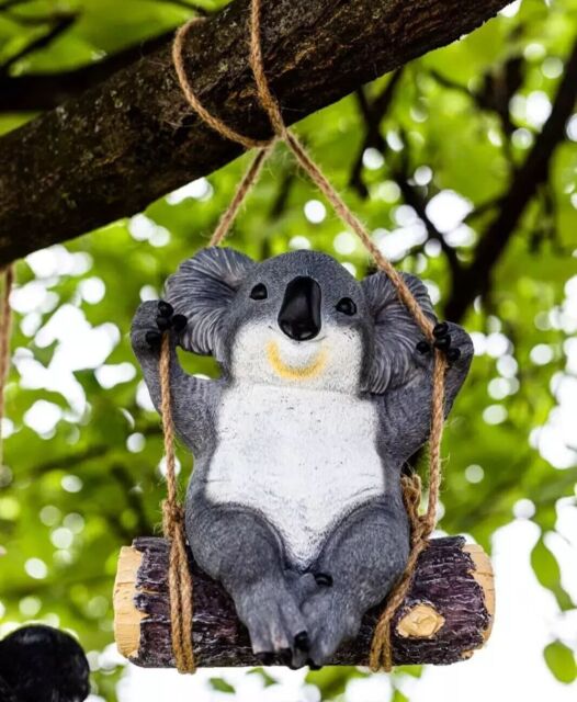 Marco Paul Swinging Koala Bear Resin Garden Ornament in Grey - image 1