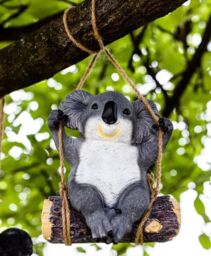 Marco Paul Swinging Koala Bear Resin Garden Ornament in Grey