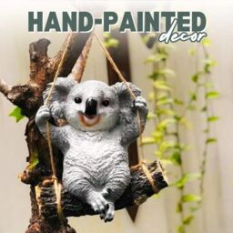Marco Paul Swinging Koala Bear Resin Garden Ornament in Grey - thumbnail 4