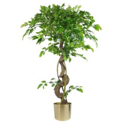 Leaf Artificial 120cm Twisted Trunk Japanese Fruticosa Style Ficus Tree in Green