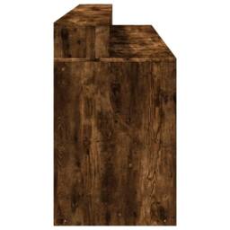Berkfield Home Desk with LED Lights Smoked Oak 200x55x91 cm Engineered Wood in Brown - Size: 200 x 55 x 91 cm - thumbnail 7