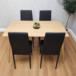 KOSY KOALA Modern Dining Table Set with 4 Black Chairs Dining Furniture - Size: 120 cm x 70 cm - thumbnail 3