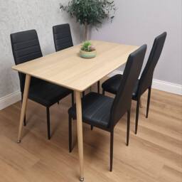 KOSY KOALA Modern Dining Table Set with 4 Black Chairs Dining Furniture - Size: 120 cm x 70 cm - thumbnail 1