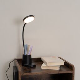 ValueLights Marco Rechargable Adjustable Flexi Dimmable Desk Lamp with Pen Holder in Black - thumbnail 4