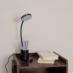 ValueLights Marco Rechargable Adjustable Flexi Dimmable Desk Lamp with Pen Holder in Black - thumbnail 3