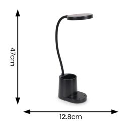 ValueLights Marco Rechargable Adjustable Flexi Dimmable Desk Lamp with Pen Holder in Black - thumbnail 6