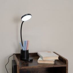 ValueLights Marco Rechargable Adjustable Flexi Dimmable Desk Lamp with Pen Holder in Black - thumbnail 5