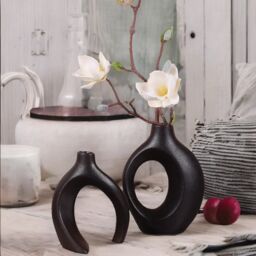 Rafaelo Mobilia 2PC Black Ceramic Vases - thumbnail 2