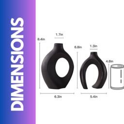 Rafaelo Mobilia 2PC Black Ceramic Vases - thumbnail 6