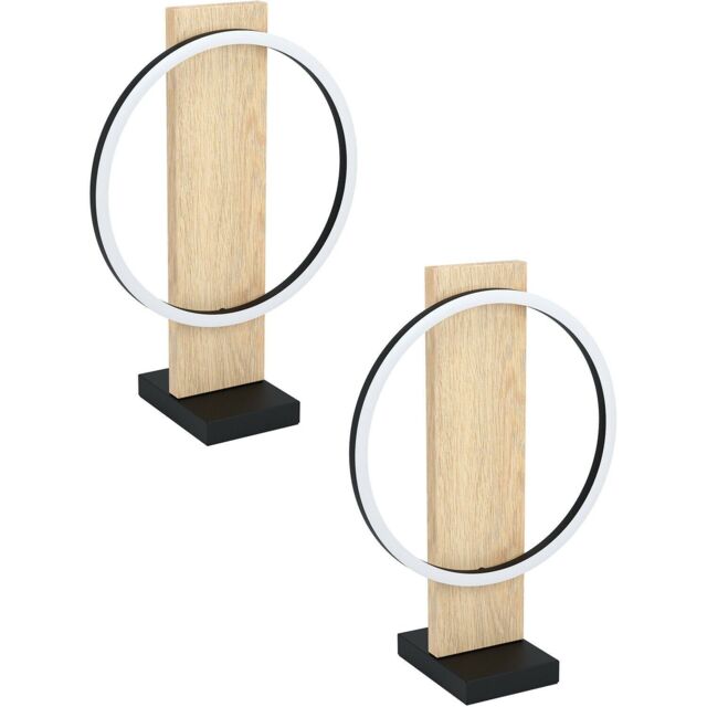 Loops 2 PACK Table Lamp Colour Black Brown Shade White Plastic LED 1x12W Included - image 1