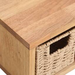 Berkfield Home Wall Shelf with Baskets 62x18x16 cm Solid Wood Walnut in Brown - Size: 62 x 18 x 16 cm - thumbnail 5