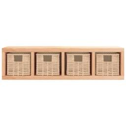 Berkfield Home Wall Shelf with Baskets 62x18x16 cm Solid Wood Walnut in Brown - Size: 62 x 18 x 16 cm - thumbnail 3