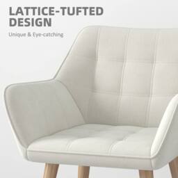 HOMCOM Set of 2 Velvet-Feel Accent Chair with Slanted Back, Wood Legs, Cream - thumbnail 5