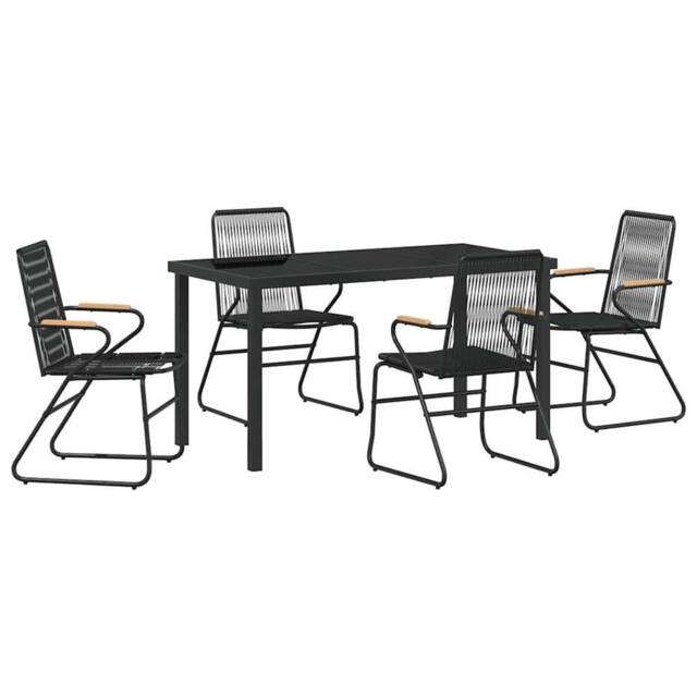 Berkfield Home 5 Piece Garden Dining Set Black PVC Rattan - image 1