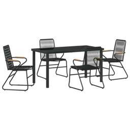 Berkfield Home 5 Piece Garden Dining Set Black PVC Rattan