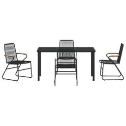 Berkfield Home 5 Piece Garden Dining Set Black PVC Rattan - thumbnail 7