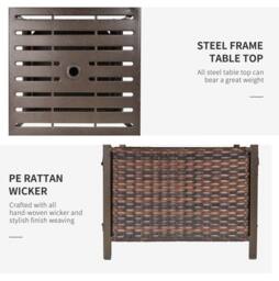 STILVORA Outdoor Table with Storage & Parasol Hole in Brown - thumbnail 7