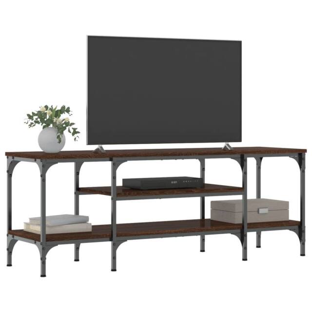 Berkfield Home TV Cabinet Brown Oak 121x35x45 cm Engineered Wood&Iron - Size: 121 x 35 x 45 cm - image 1
