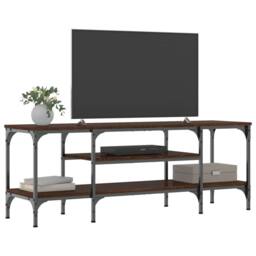 Berkfield Home TV Cabinet Brown Oak 121x35x45 cm Engineered Wood&Iron - Size: 121 x 35 x 45 cm - thumbnail 1