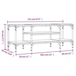 Berkfield Home TV Cabinet Brown Oak 121x35x45 cm Engineered Wood&Iron - Size: 121 x 35 x 45 cm - thumbnail 9