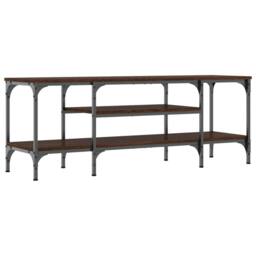 Berkfield Home TV Cabinet Brown Oak 121x35x45 cm Engineered Wood&Iron - Size: 121 x 35 x 45 cm - thumbnail 3