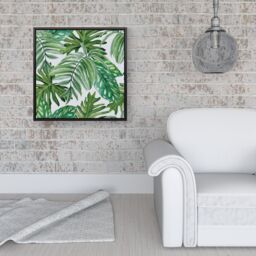 Warren Reed - Designer Exotic Rainforest Leaves Framed Canvas in Black - Size: w10 inch x h10 inch - thumbnail 2
