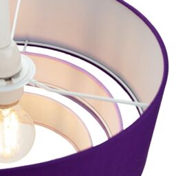Happy Homewares Contemporary Round Triple Tier Cotton Fabric Pendant Light Shade in Purple - Size: 12 inches - thumbnail 4