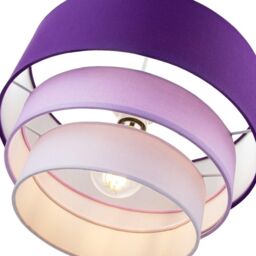 Happy Homewares Contemporary Round Triple Tier Cotton Fabric Pendant Light Shade in Purple - Size: 12 inches - thumbnail 3