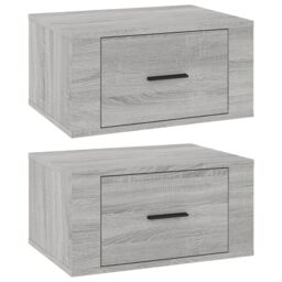 Berkfield Home Wall-mounted Bedside Cabinets 2 pcs Grey Sonoma 50x36x25 cm - Size: 50 x 36 x 25 cm - thumbnail 2