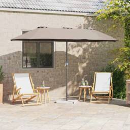 Berkfield Home Garden Parasol Taupe 380 x 196 x 235 cm Powder-coated steel - thumbnail 2