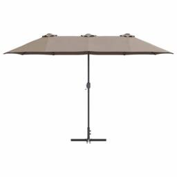 Berkfield Home Garden Parasol Taupe 380 x 196 x 235 cm Powder-coated steel - thumbnail 5