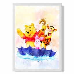 ARTZE Watercolour Winnie the Pooh & Friends Art Print with White Frame SIZE: A4 - thumbnail 2