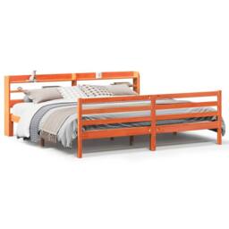 Berkfield Home Decorative Bed Frame without Mattress Wax Brown 200x200 cm Solid - thumbnail 3
