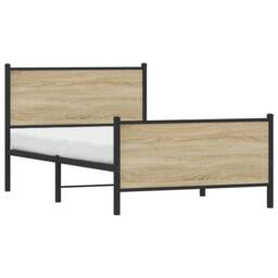 Berkfield Home Metal Bed Frame without Mattress Sonoma Oak 100x200 cm in Brown - thumbnail 4