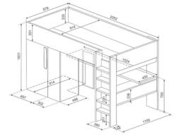 Vente-unique High Sleeper Bed 90 X 200 Cm With Wardrobe & Desk - Pink & White - Size: Single - thumbnail 7