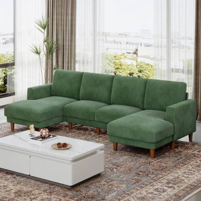 Dprodo 269cm U-Shaped Sectional Sofa in Green - image 1