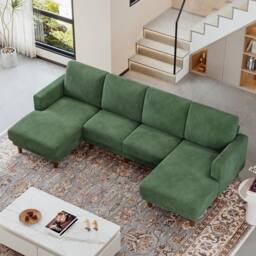 Dprodo 269cm U-Shaped Sectional Sofa in Green - thumbnail 6