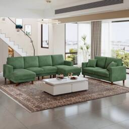 Dprodo 269cm U-Shaped Sectional Sofa in Green - thumbnail 4