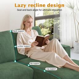 Dprodo 269cm U-Shaped Sectional Sofa in Green - thumbnail 2