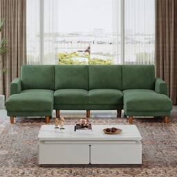 Dprodo 269cm U-Shaped Sectional Sofa in Green - thumbnail 5