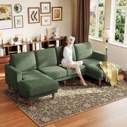 Dprodo 269cm U-Shaped Sectional Sofa in Green - thumbnail 7