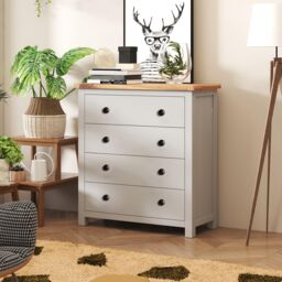 Cabinet Bits Argenta 4 Drawer Chest of Drawers Brass Knob in Light Grey - thumbnail 1