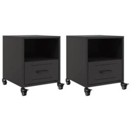 Berkfield Home Stylish Bedside Cabinets 2 pcs Black 36x39x43.5 cm Steel - thumbnail 3