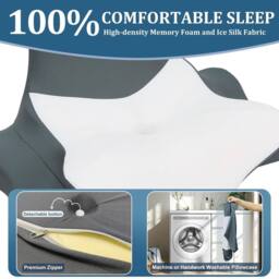 KORVIXA Ergonomic Cervical Memory Foam Pillow in Grey - Size: Single - thumbnail 5