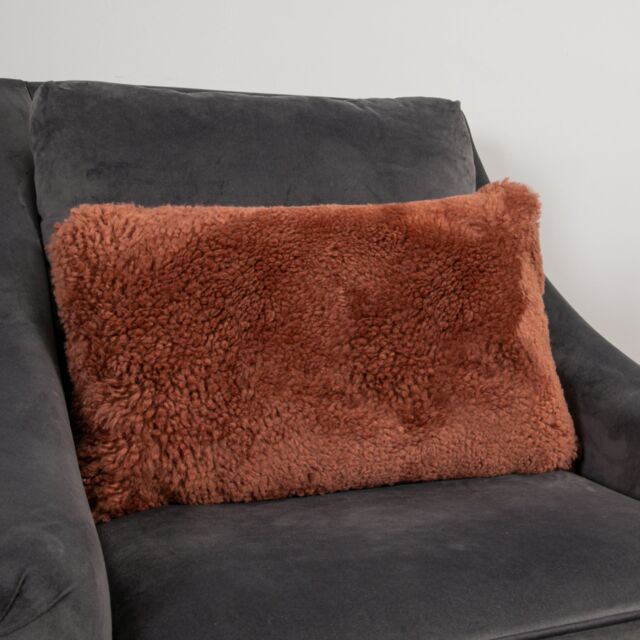 Coral Short Pile Sheepskin Cushion by Debenhams