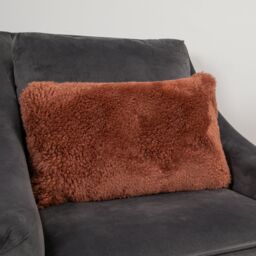 Coral Short Pile Sheepskin Cushion - thumbnail 1
