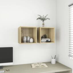 Berkfield Home Wall Cabinet Sonoma Oak 37x37x37 cm Engineered Wood in Light Oak - Size: 37 x 37 x 37 cm - thumbnail 6