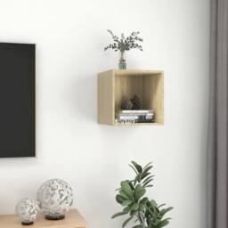 Berkfield Home Wall Cabinet Sonoma Oak 37x37x37 cm Engineered Wood in Light Oak - Size: 37 x 37 x 37 cm - thumbnail 4